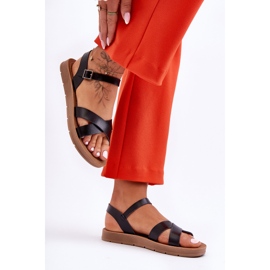 Klassiska svarta Talisma lädersandaler för kvinnor 1