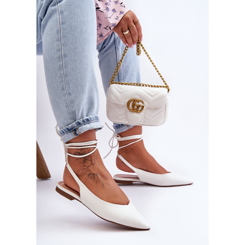 PG1 Ballerinor med snörning för kvinnor Vit Lilly Ann 1