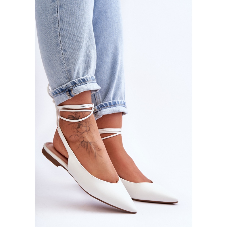 PG1 Ballerinor med snörning för kvinnor Vit Lilly Ann 2