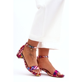 STEPHAN Mönstrade Satin Högklackade Sandaler Röd Mix Inspire Me! mångfärgad 4