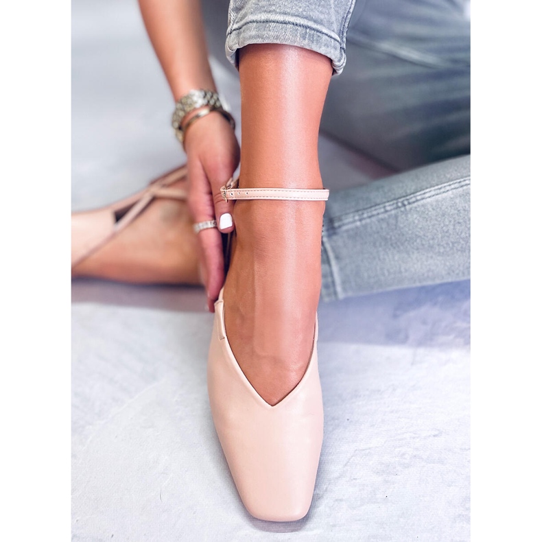 Ballerinor med öppen klack från Gianna Nude beige 1