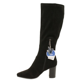 Svarta stretchstövlar för dam Caprice 9-25520-41 044 svarta knähöga stövlar 1