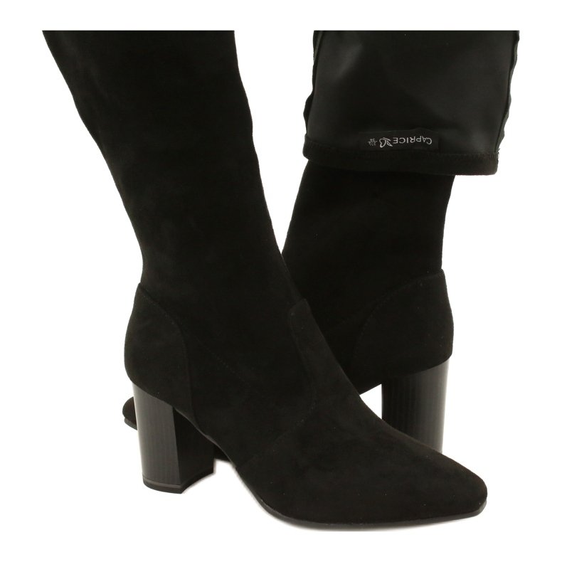 Svarta stretchstövlar för dam Caprice 9-25520-41 044 svarta knähöga stövlar 5