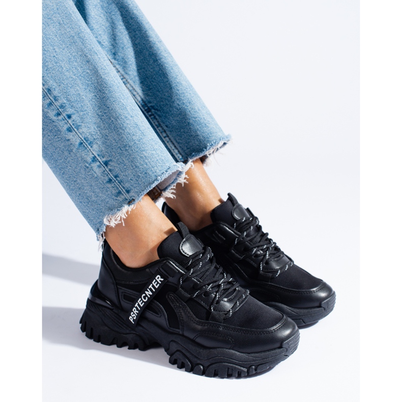 Seastar Svarta Shelovet-sneakers för kvinnor med tjock sula 1