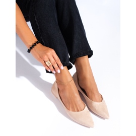 Shelovet ballerinor i beige mocka för kvinnor 1