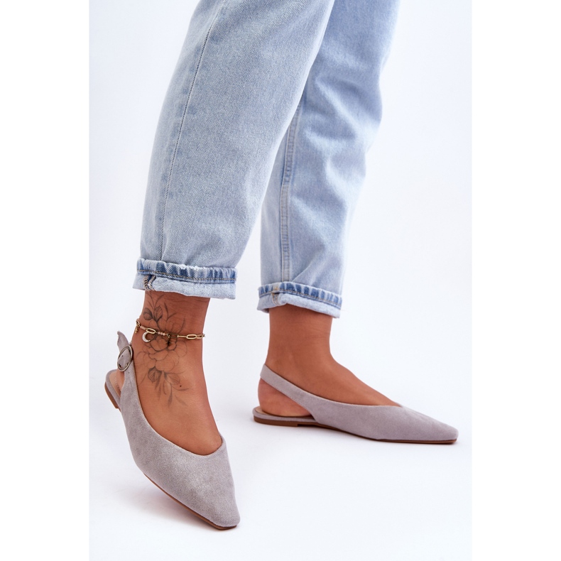 PS1 Kenra Grå mockaballerinor för kvinnor 1