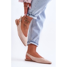 PS1 Kenra Ballerina i beige mocka för kvinnor 2