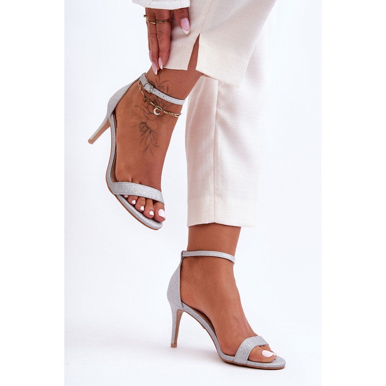 Blanka Gedna Silver Sandaler med hög klack 1