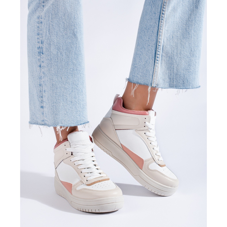Beige Shelovet höga sneakers för kvinnor 1