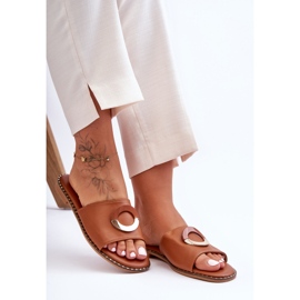 Kvinnors bruna sherryprydda tofflor 2