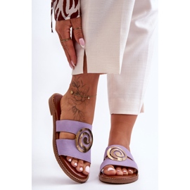 Fashionabla tofflor med spegeldekoration Lila djupt andetag violett 1