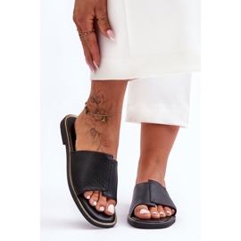 Svarta Harmony-lädertofflor för kvinnor 1