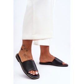 Svarta Harmony-lädertofflor för kvinnor 2