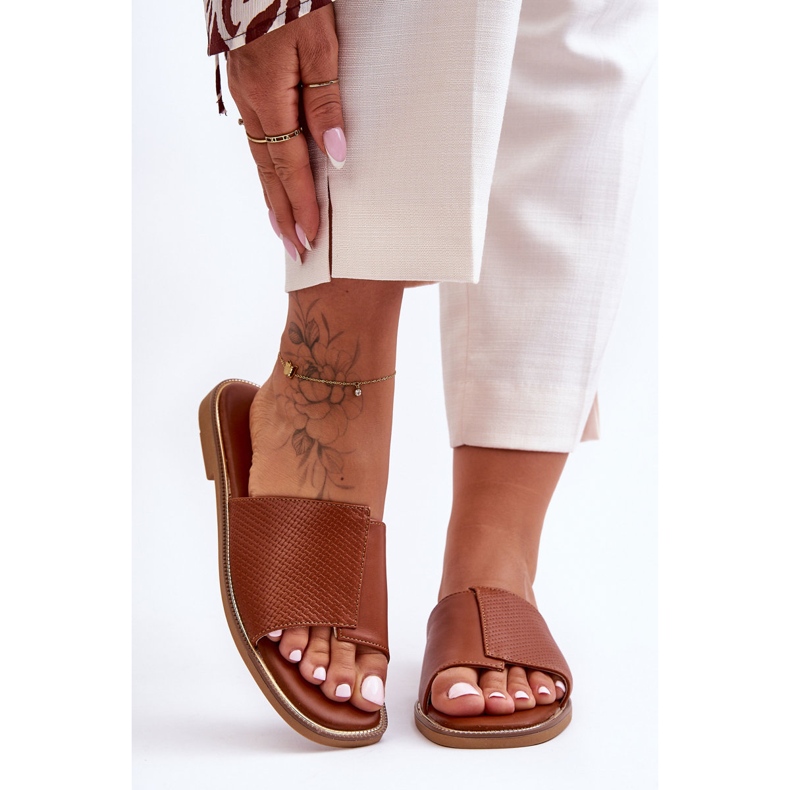 Damtofflor Camel Harmony läder brun 2