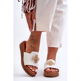 PG1 Lädertofflor för kvinnor med vit Azera-dekoration 2