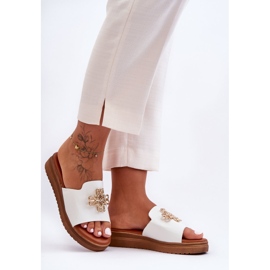 PG1 Lädertofflor för kvinnor med vit Azera-dekoration 1