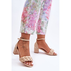 Essenza Beige Mocka flätade sandaler 2