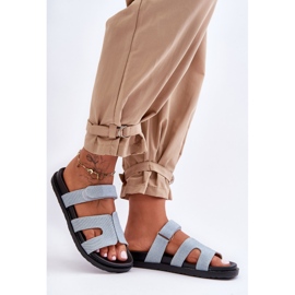 FJ1 Kvinnors tofflor med kardborreband Ljusblå Jose 1