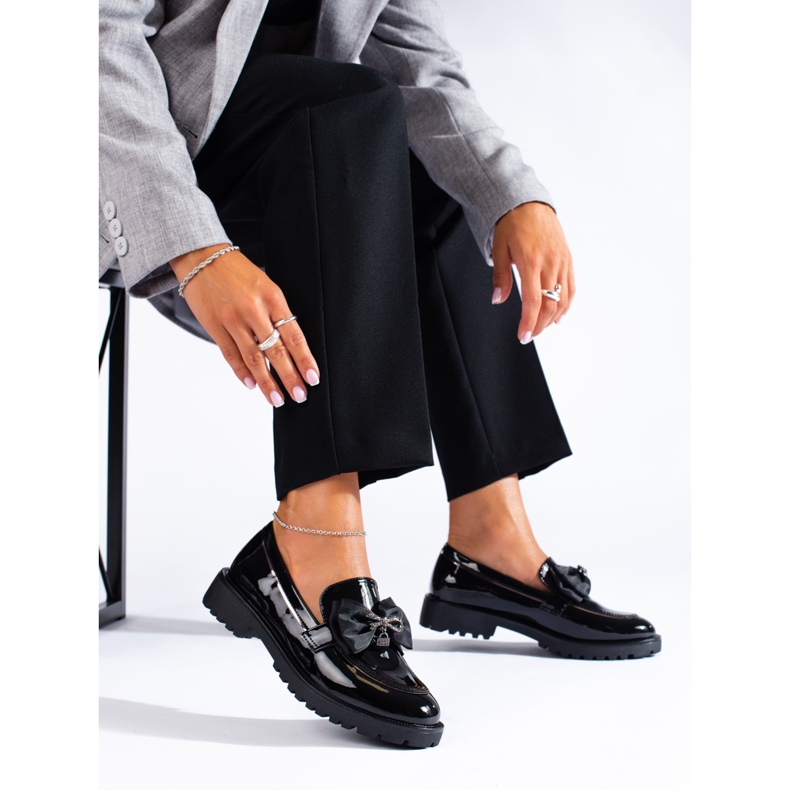 SHELOVET Loafers Med En Rosett svart 1