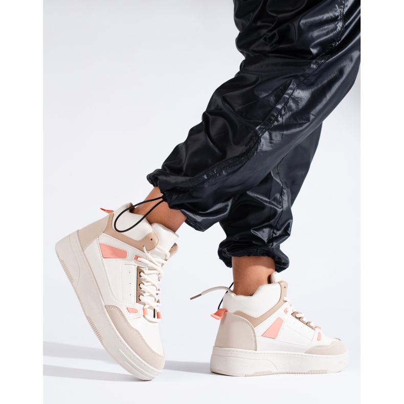 High Shelovet beige sneakers för kvinnor 1