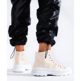 Shelovet högtoppade textilsneakers för kvinnor beige 2