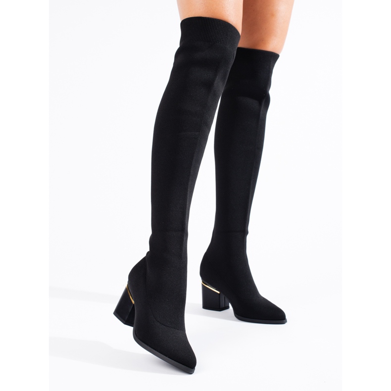 Svart damtextil Shelovet Thigh Highs 2