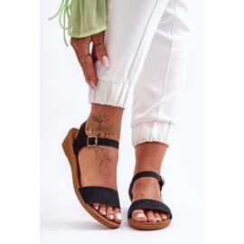 Klassiska sandaler med låg kil Svart Arya 1