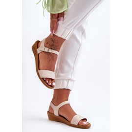 Arya Classic Low Wedge Sandals Beige 1