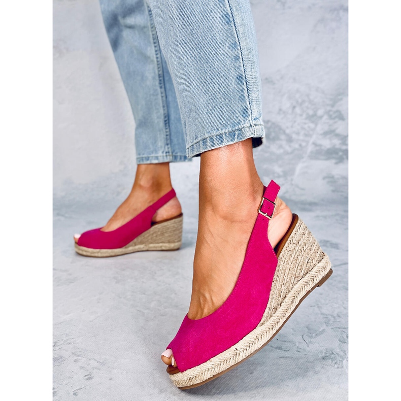 Nevil Fuchsia espadrillor med öppen tå rosa 1
