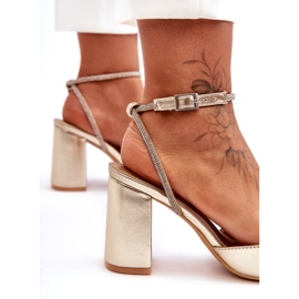 Eco-läderpumpar med dekorativt band, Golden Lirosa gyllene 4