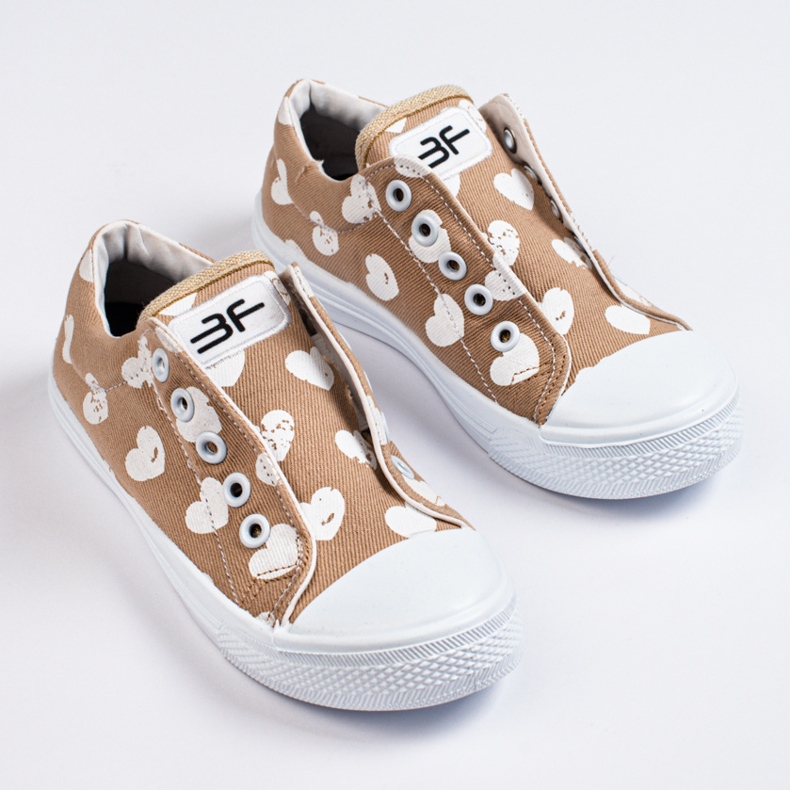 SHELOVET Slip-on beige sneakers för tjejer 3F hjärtan 1