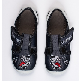 SHELOVET Kardborre tofflor för pojke 3F dinosaurie svart 1