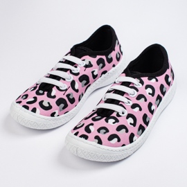 SHELOVET Slip-on sneakers för barn i rosa 3F leopardmönster 1