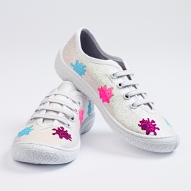 SHELOVET 3F slip-on glänsande vita sneakers för barn mångfärgad 1