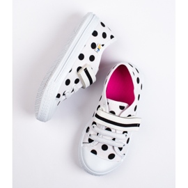 SHELOVET Vita sneakers för flickor med prickiga 3F 1