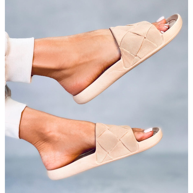 Lottner Kaki Gummi Slides beige 1