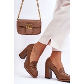 PS1 Fashionabla Pumps På En Klack Brun Florence 2