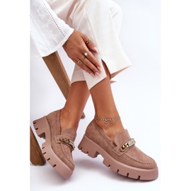 PS1 Klassiska mocka loafers på tjock plattform Brun Catch Me! 1