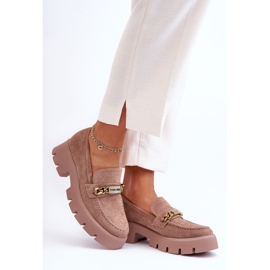 PS1 Klassiska mocka loafers på tjock plattform Brun Catch Me! 2