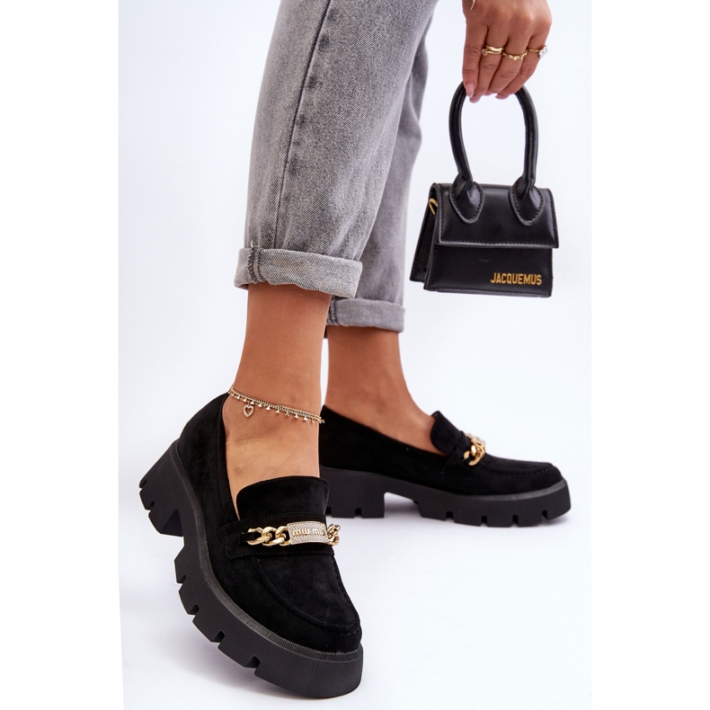 PS1 Klassiska mocka Loafers på Chunky Platform Black Catch Me! svart 1