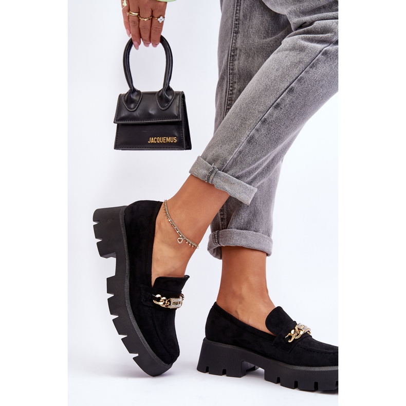 PS1 Klassiska mocka Loafers på Chunky Platform Black Catch Me! svart 2
