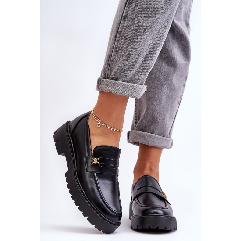 PS1 Lädermockasiner med svart Esperta-dekoration 1