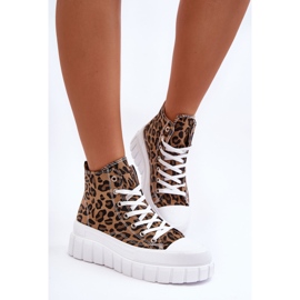 PS1 High Top Sneakers Dam Leopard Mönster Brun Florensi 1