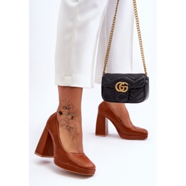 Camel Rosalia Chunky Heels Läderpumpar brun 2