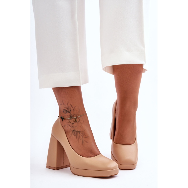 Chunky Heel Pumps Naken Rosalia beige 1