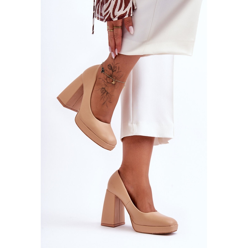 Chunky Heel Pumps Naken Rosalia beige 2
