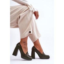 Fashionabla Green Rouse Läderpumpar grön 2