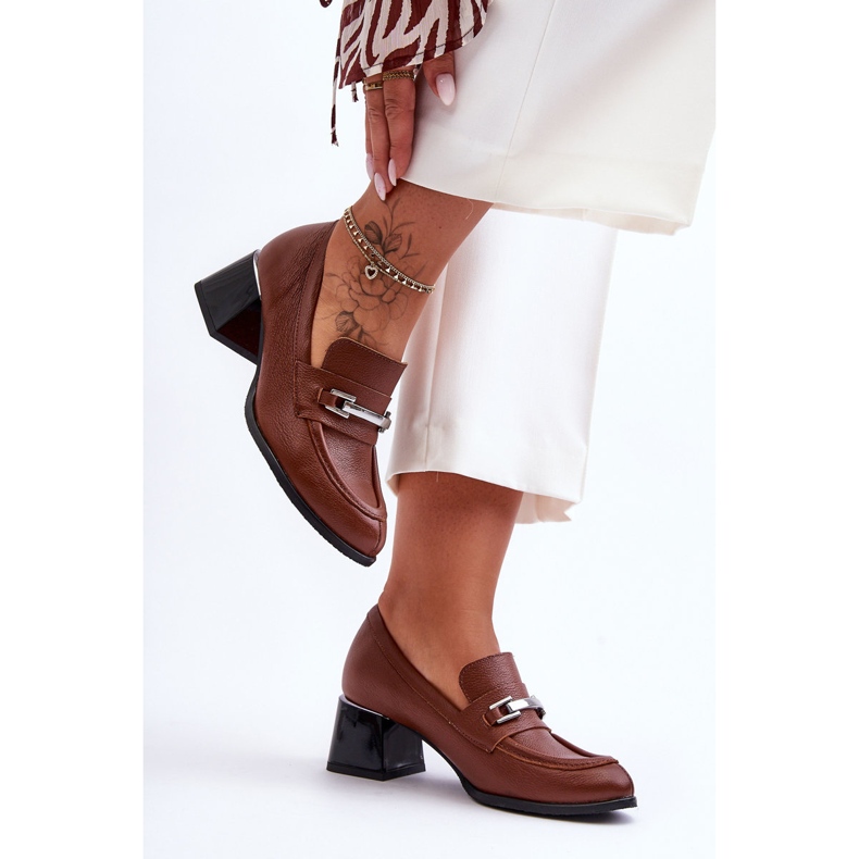 Lemar Bekväma Damira bruna läderpumpar 1