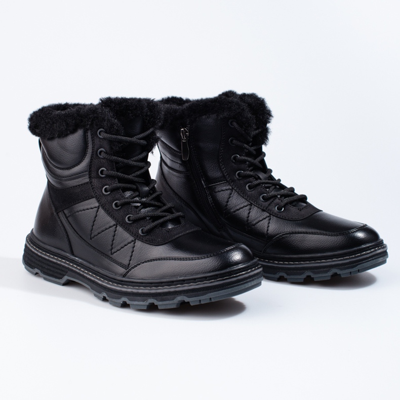 SHELOVET Vinterstövlar för män isolerade med päls svart 1