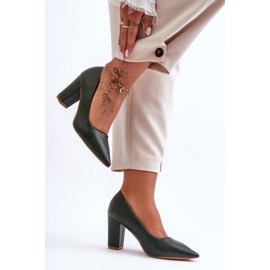 Klassiska högklackade pumps mörkgröna Odessa 1